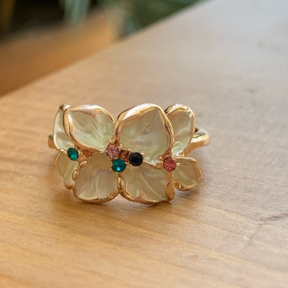 Crystal Flower Zircon Rings  Rose Gold - Picture 4 of 7